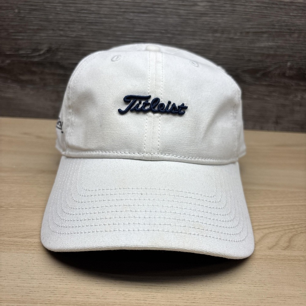 Titleist Hat Cap Strap Back White Navy Golf Dougherty Embroidered Mens
